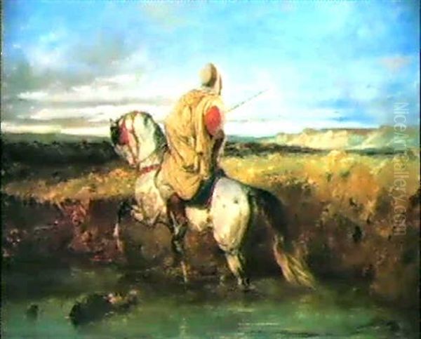 Lone Arab On Horseback Oil Painting by Adolf Schreyer