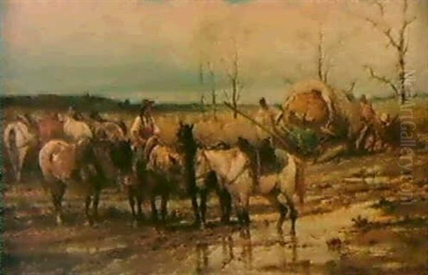 Unterbrochene Fahrt Oil Painting by Adolf Schreyer