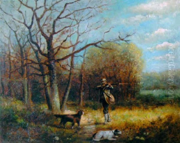 Quail Shooting, Pike County, Pa Oil Painting by Claudius W. Schreyer