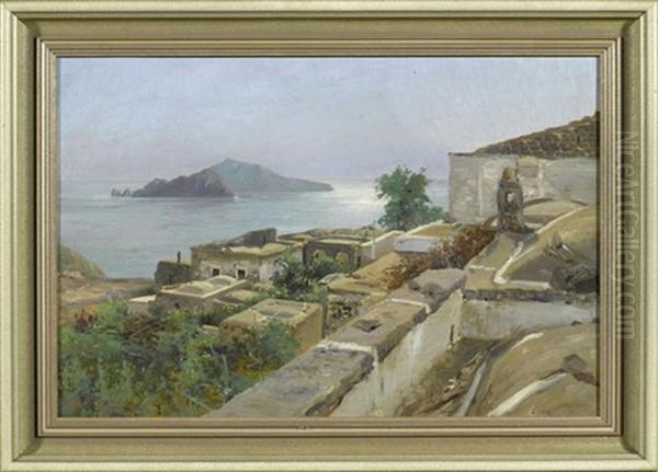 Sicht Auf Capri Oil Painting by Franz Schreyer