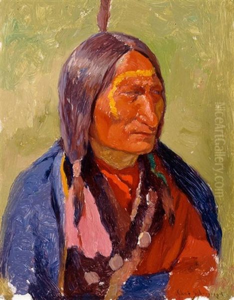 Sioux Indian (kills Enemy) Oil Painting by Charles Schreyvogel