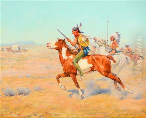 Indian Warriors Oil Painting by Charles Schreyvogel