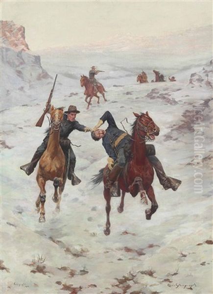 Dispatch Bearers Oil Painting by Charles Schreyvogel