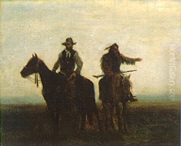 Pioneer And Guide Oil Painting by Charles Schreyvogel