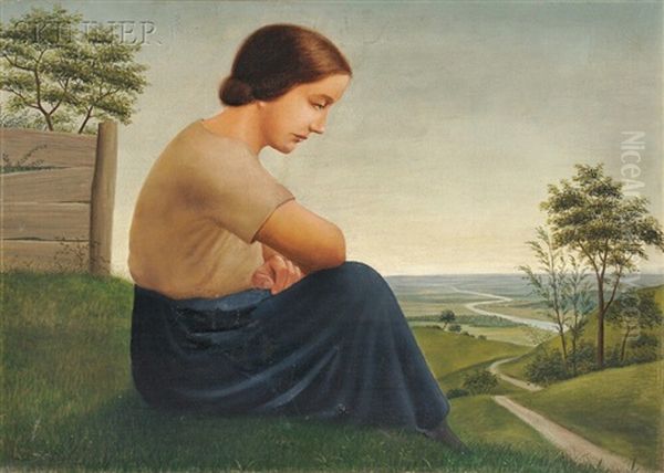 Contemplation Oil Painting by Georg Schrimpf