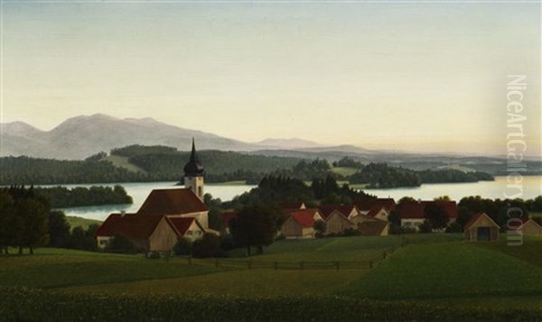 Evening Mood On The Staffelsee Oil Painting by Georg Schrimpf