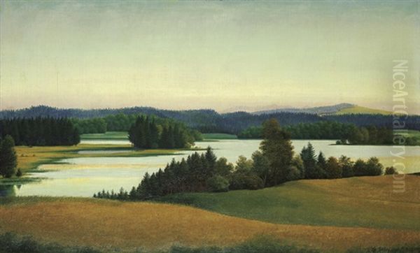 Langburgnersee Oil Painting by Georg Schrimpf