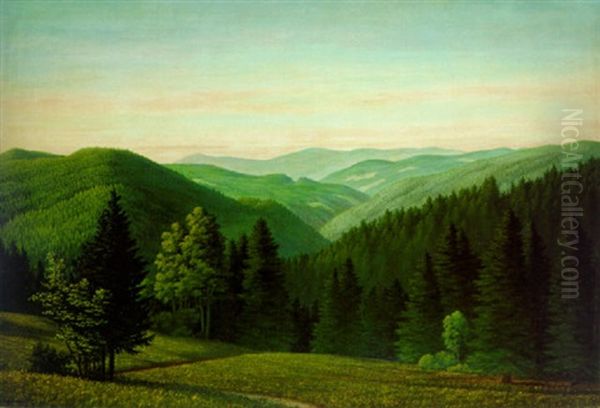 Weite Waldlandschaft Oil Painting by Georg Schrimpf