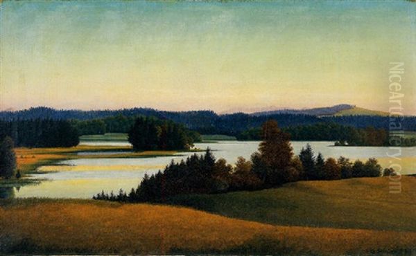 Langburgner See Oil Painting by Georg Schrimpf