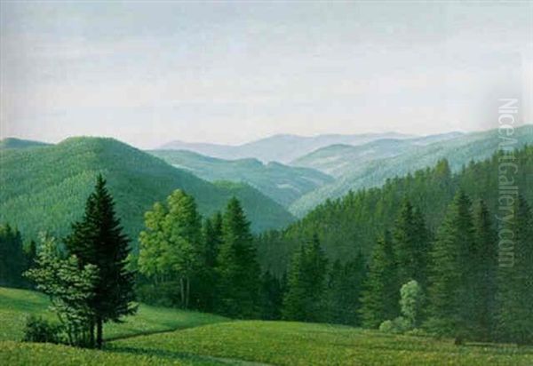 Weite Waldlandschaft Oil Painting by Georg Schrimpf