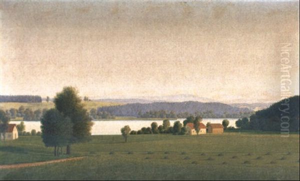 Landschaft Am Waginger See Oil Painting by Georg Schrimpf