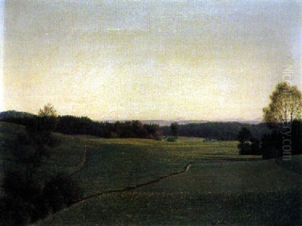 Oberbayerische Landschaft Oil Painting by Georg Schrimpf