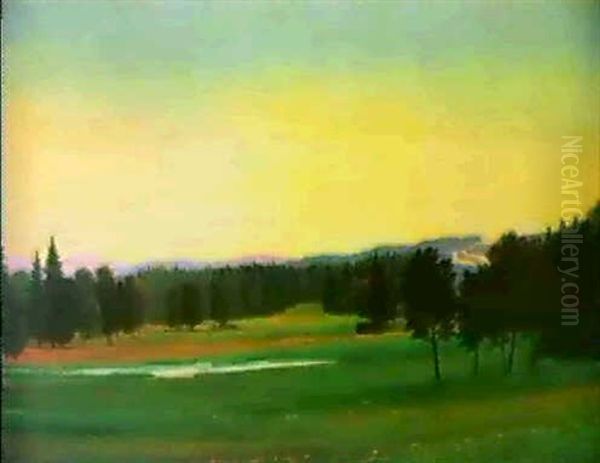 Osterseen-landschaft Oil Painting by Georg Schrimpf