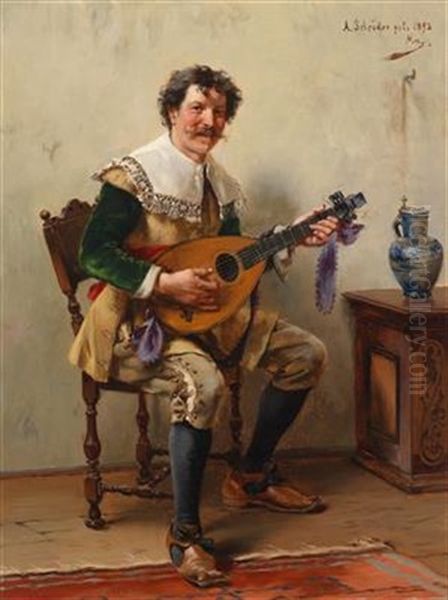 Der Lautenspieler Oil Painting by Albert Friedrich Schroeder