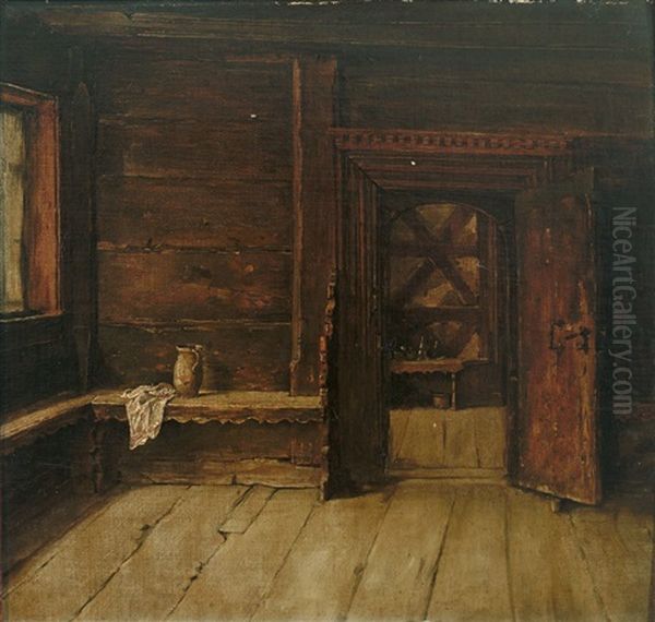 Blick In Ein Spatgotisches Holzhaus Oil Painting by Albert Friedrich Schroeder