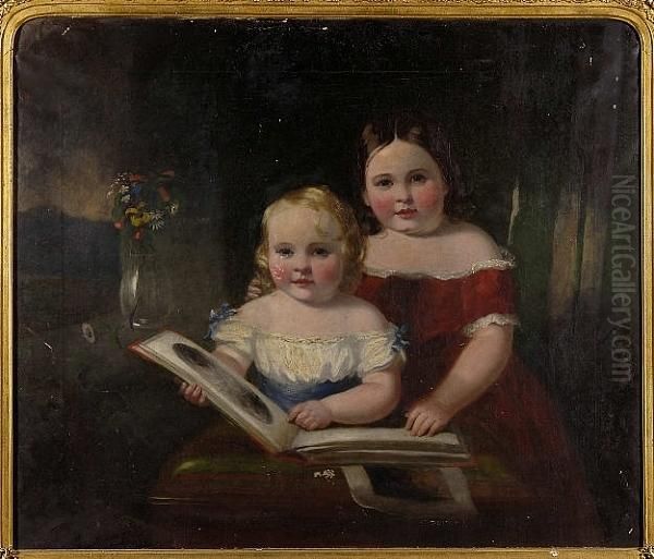 Portrait Of Alice And Bryan In An Interior Oil Painting by William Bowness