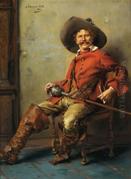 Ein Chevalier Oil Painting by Albert Friedrich Schroeder