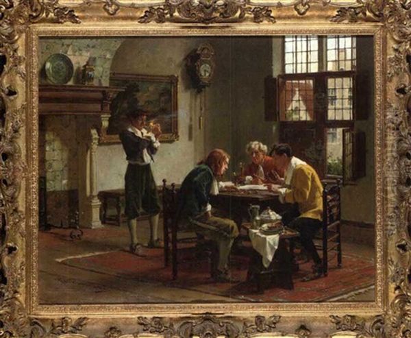 The Game Of Dice Oil Painting by Albert Friedrich Schroeder