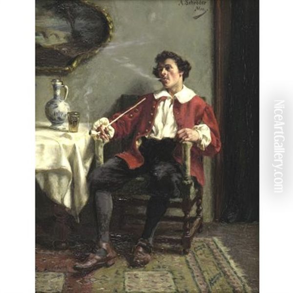 Leisure Oil Painting by Albert Friedrich Schroeder