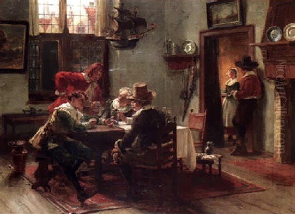 Niederrheinisches Interieur Mit Diskutierenden Ratsherren Am Tisch by Albert Friedrich Schroeder