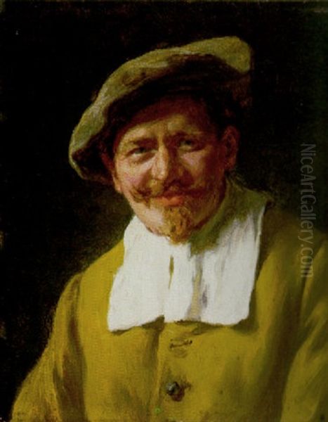 Lachender Mann Mit Mutze Und Gelber Joppe Oil Painting by Albert Friedrich Schroeder