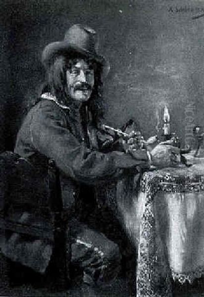 Cavalier Oil Painting by Albert Friedrich Schroeder