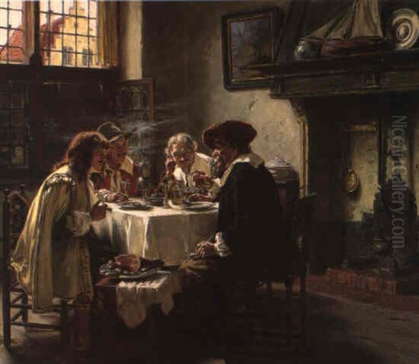 Relating His Adventures Oil Painting by Albert Friedrich Schroeder