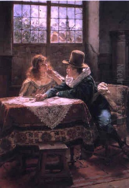 The Courtship Oil Painting by Albert Friedrich Schroeder