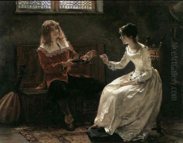 The Love Token Oil Painting by Albert Friedrich Schroeder