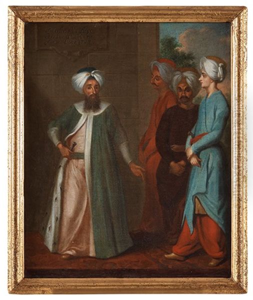 Mustafa Aga In Stockholm 1727 Oil Painting by Georg Engelhardt Schroeder