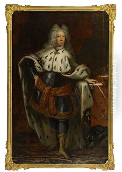 Portratt Av Fredrik I (1676-1751), Konung Av Sverige Oil Painting by Georg Engelhardt Schroeder