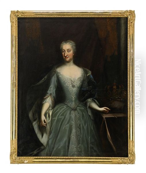 Portratt Av Drottning Ulrika Eleonora D.y. (1688-1741) Oil Painting by Georg Engelhardt Schroeder