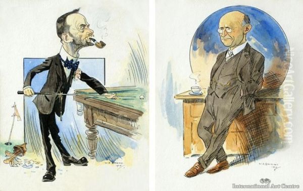 Caricature Studies Oil Painting by Walter Armiger Bowring