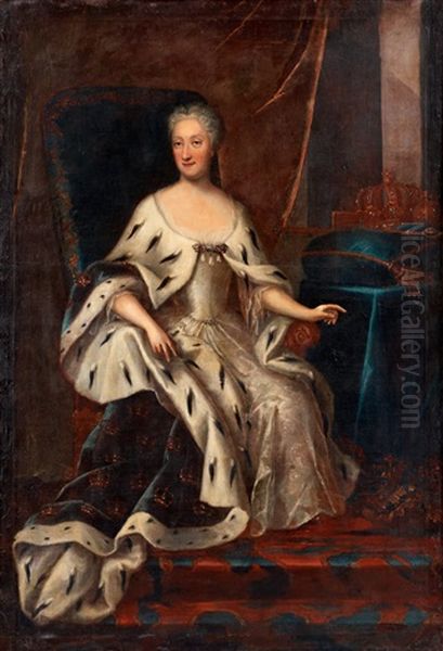 Drottning Ulrika Eleonora (1688-1741) Oil Painting by Georg Engelhardt Schroeder