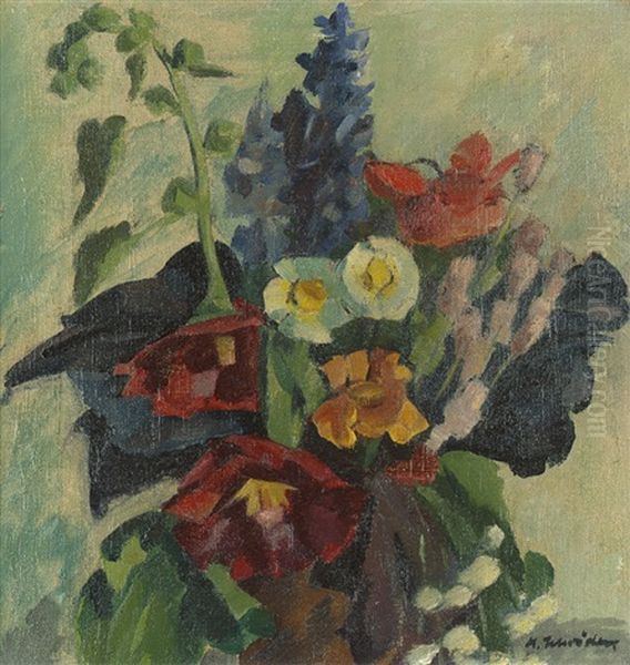 Blumenstilleben Oil Painting by Heinrich Schroeder