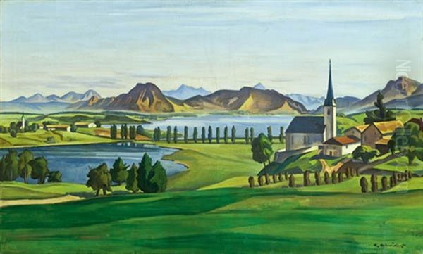 Stephanskirchen Am Schlossee (chiemsee) Oil Painting by Heinrich Schroeder