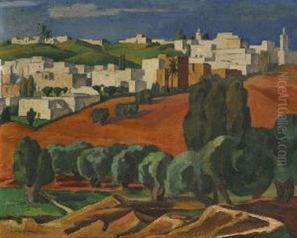 Sidi Bou Said (iii) In Tunesien Oil Painting by Heinrich Schroeder