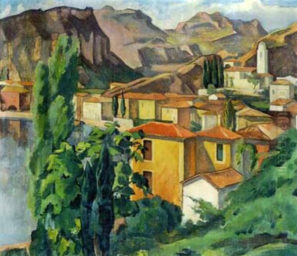 Ansicht Von Torbole Am Gardasee Oil Painting by Heinrich Schroeder