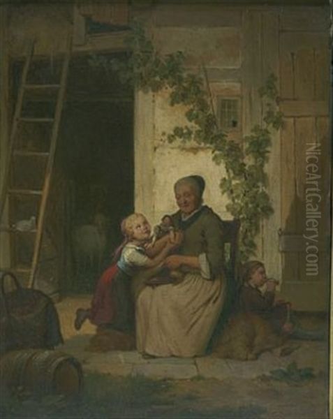 Grosmutters Spiel Oil Painting by Julius Carl Hermann Schroder