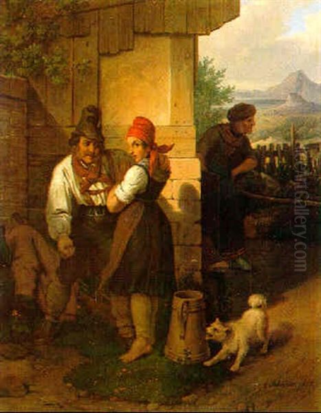 Le Rendez-vous Trouble Oil Painting by Julius Carl Hermann Schroder