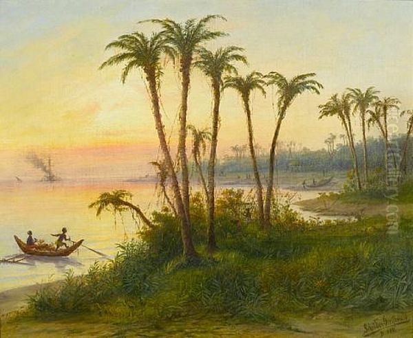 African Landscape Oil Painting by Max Schroeder-Greifswald the Younger