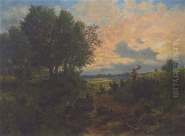 Returning Home At Dusk Oil Painting by Max Schroeder-Greifswald the Younger