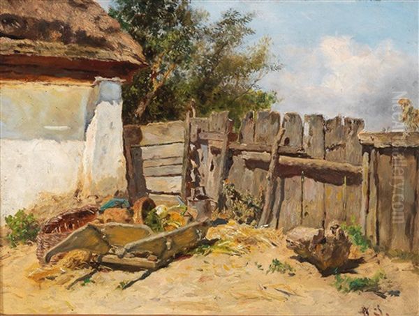 In The Farmhouse Garden Oil Painting by Anton Schroedl