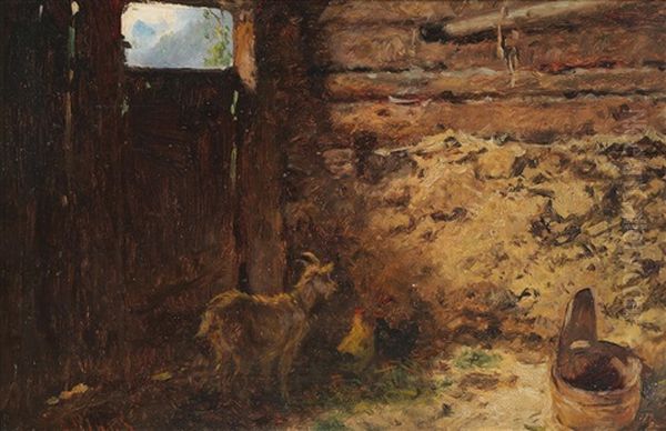 Stable Scene Oil Painting by Anton Schroedl