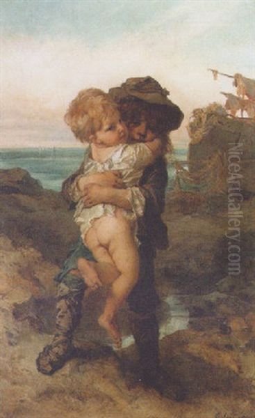 The Fisherman's Children Oil Painting by Norbert Michael Schroedl