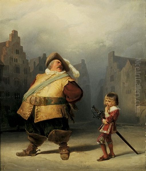 Falstaff Und Sein Page Oil Painting by Adolf Schroedter