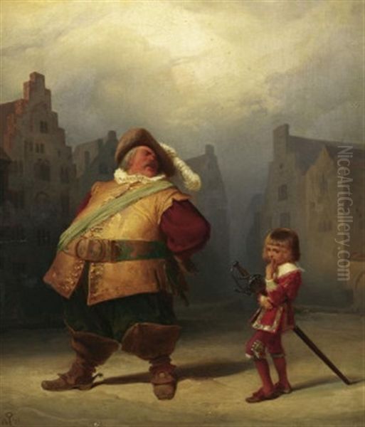 Falstaff Und Sein Page Oil Painting by Adolf Schroedter