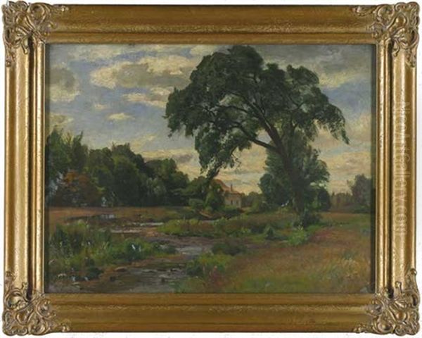 Sommerliche Bachlandschaft Oil Painting by Wilhelm Schroeter