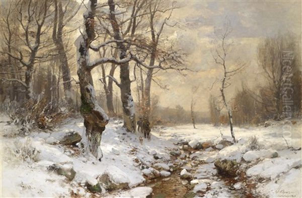 Jager Im Winterwald Oil Painting by Wilhelm Schroeter