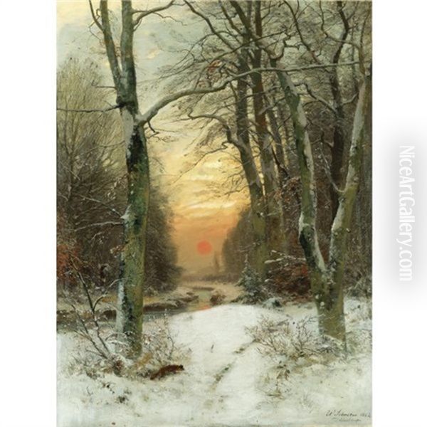 Winterlandschaft Oil Painting by Wilhelm Schroeter